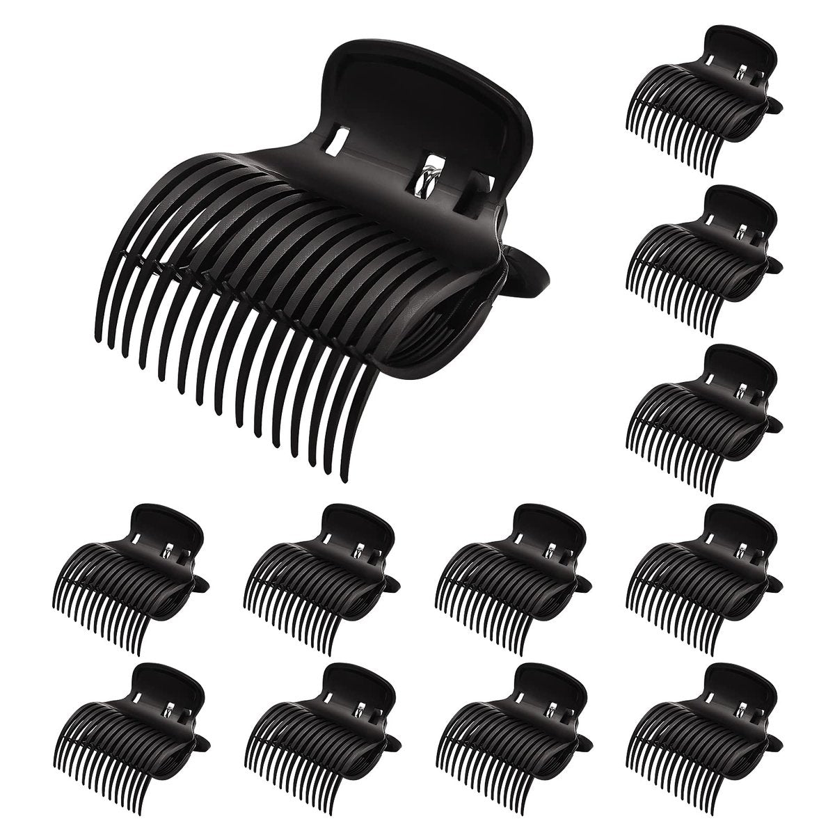 12-Pack Plastic Hair Roller Clips - Replacement Clips for Small, Medium, Large & Jumbo Rollers - Black - görsel 1