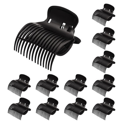 12-Pack Plastic Hair Roller Clips - Replacement Clips for Small, Medium, Large & Jumbo Rollers - Black