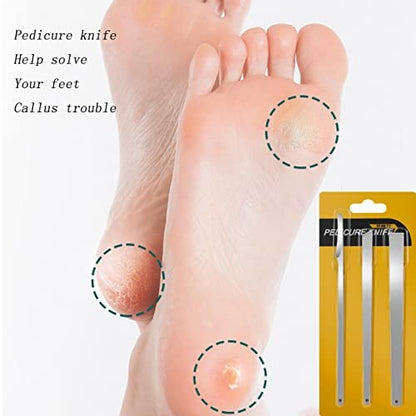 3-Piece Stainless Steel Ingrown Toenail Pedicure Knife Set - Professional Foot Skin Scraper & Callus Repair Blade Kit for Nail Corn Paronychia Treatment Avelisse