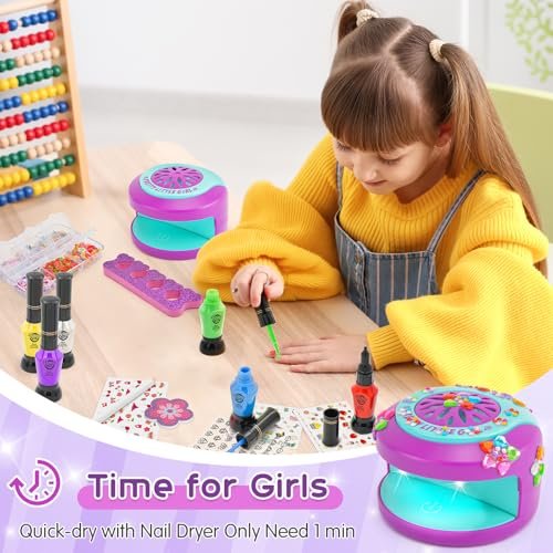 BATTOP Kids Nail Art Kit for Girls Ages 7-12 – with Nail Dryer, 2-in-1 Water Based Nail Polish Pen, 3D Decorations & Stickers, Nail File – Creative Birthday Gift for Girls 7-12 Avelisse