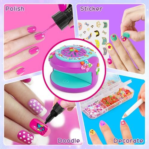 BATTOP Kids Nail Art Kit for Girls Ages 7-12 – with Nail Dryer, 2-in-1 Water Based Nail Polish Pen, 3D Decorations & Stickers, Nail File – Creative Birthday Gift for Girls 7-12 Avelisse