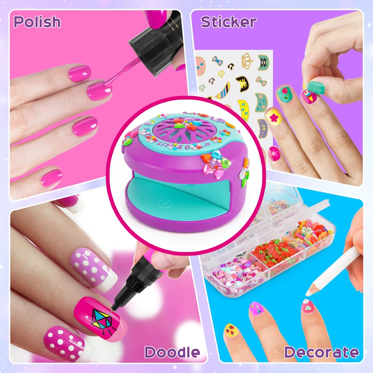 BATTOP Kids Nail Art Kit for Girls Ages 7-12 – with Nail Dryer, 2-in-1 Water Based Nail Polish Pen, 3D Decorations & Stickers, Nail File – Creative Birthday Gift for Girls 7-12 Avelisse