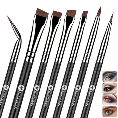 KINGMAS 7-Piece Eyeliner Brush Set – Angled Flat Gel Eye Liner Makeup Brushes, Ultra Thin Liner Brush, Fine Point Eyeliner Brushes - görsel 2
