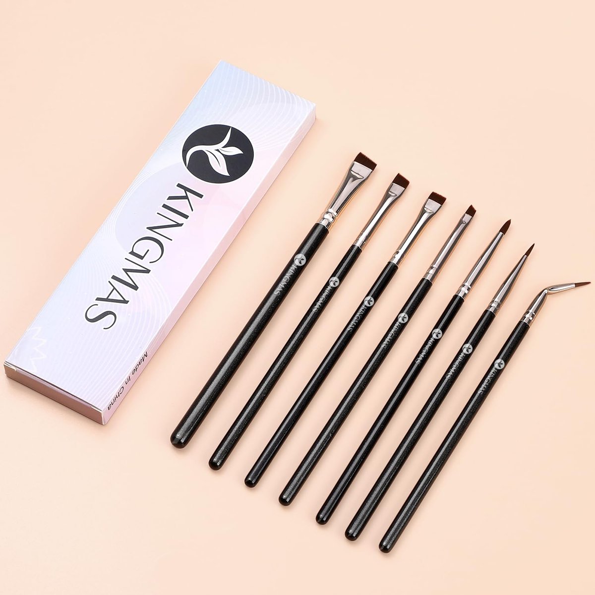 KINGMAS 7-Piece Eyeliner Brush Set – Angled Flat Gel Eye Liner Makeup Brushes, Ultra Thin Liner Brush, Fine Point Eyeliner Brushes - görsel 13
