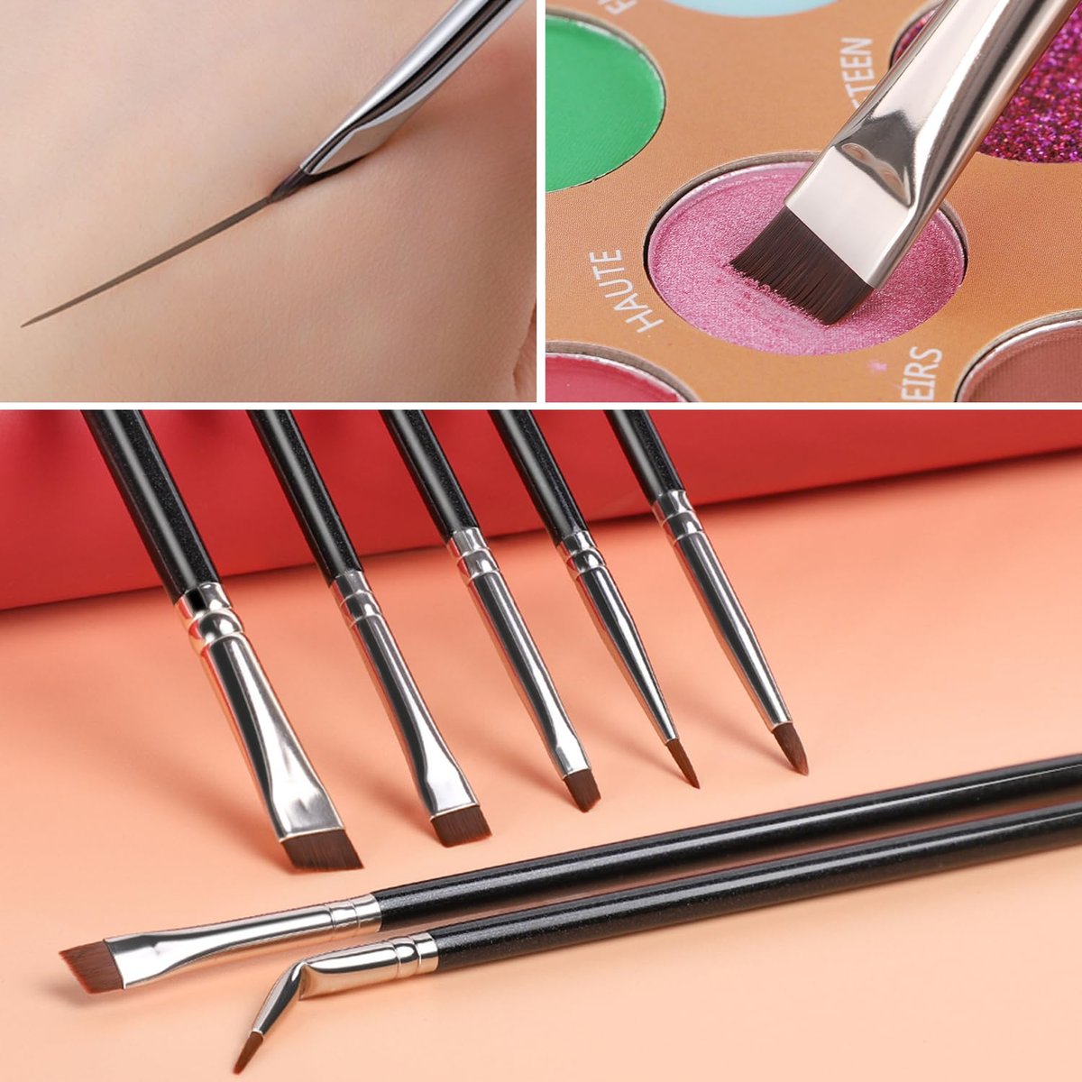 KINGMAS 7-Piece Eyeliner Brush Set – Angled Flat Gel Eye Liner Makeup Brushes, Ultra Thin Liner Brush, Fine Point Eyeliner Brushes - görsel 9