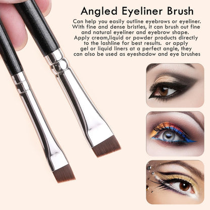 KINGMAS 7-Piece Eyeliner Brush Set – Angled Flat Gel Eye Liner Makeup Brushes, Ultra Thin Liner Brush, Fine Point Eyeliner Brushes