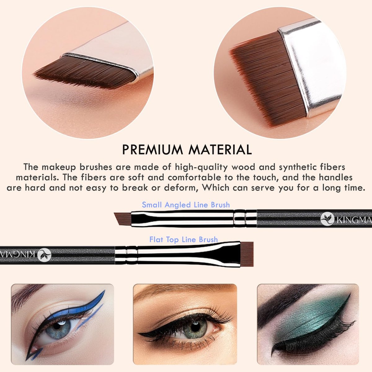 KINGMAS 7-Piece Eyeliner Brush Set – Angled Flat Gel Eye Liner Makeup Brushes, Ultra Thin Liner Brush, Fine Point Eyeliner Brushes - görsel 7