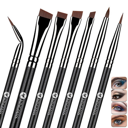 KINGMAS 7-Piece Eyeliner Brush Set – Angled Flat Gel Eye Liner Makeup Brushes, Ultra Thin Liner Brush, Fine Point Eyeliner Brushes