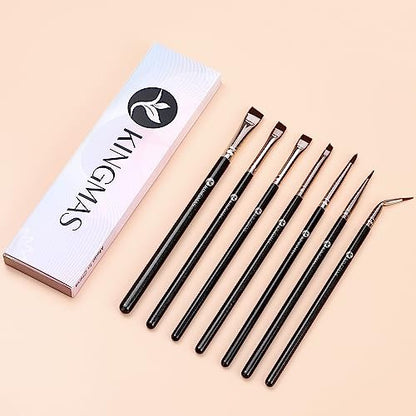 KINGMAS 7-Piece Eyeliner Brush Set – Angled Flat Gel Eye Liner Makeup Brushes, Ultra Thin Liner Brush, Fine Point Eyeliner Brushes