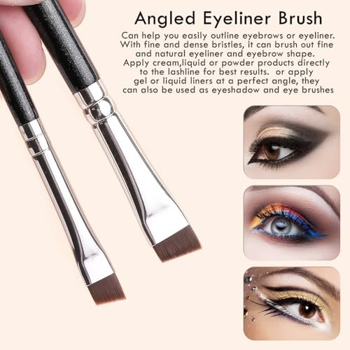KINGMAS 7-Piece Eyeliner Brush Set – Angled Flat Gel Eye Liner Makeup Brushes, Ultra Thin Liner Brush, Fine Point Eyeliner Brushes - görsel 4