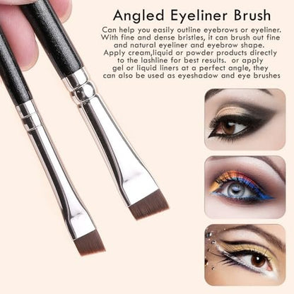 KINGMAS 7-Piece Eyeliner Brush Set – Angled Flat Gel Eye Liner Makeup Brushes, Ultra Thin Liner Brush, Fine Point Eyeliner Brushes