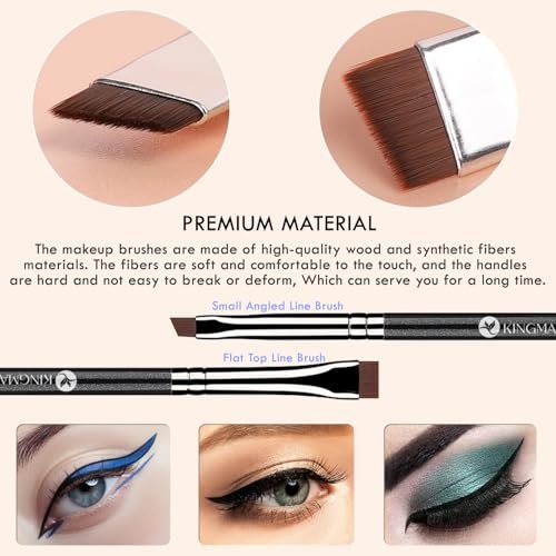 KINGMAS 7-Piece Eyeliner Brush Set – Angled Flat Gel Eye Liner Makeup Brushes, Ultra Thin Liner Brush, Fine Point Eyeliner Brushes - görsel 8