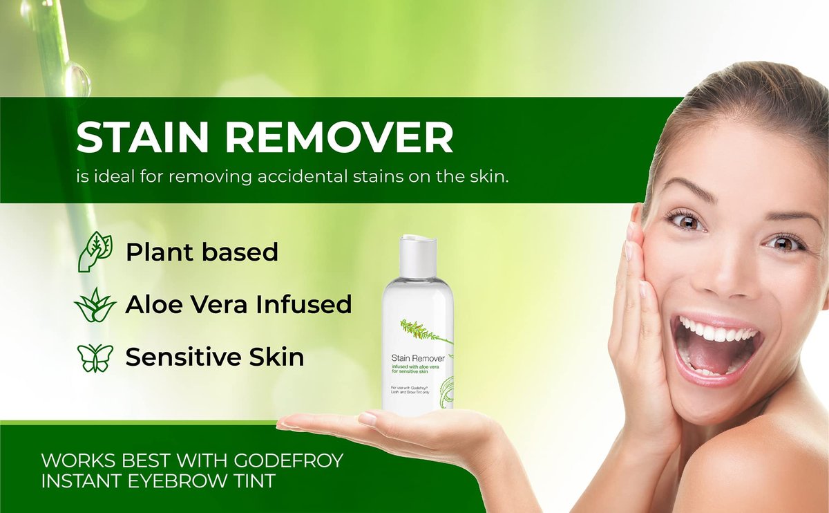 Godefroy Stain Remover for Hair Color, Hair Dye, Eyebrow and Eyelash Enhancer - Remove Unwanted Stains from Hair or Skin, Infused with Aloe Vera (4 Ounce, 40 Applications) Avelisse