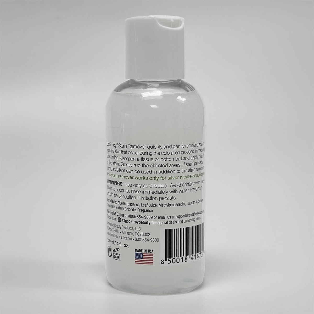 Godefroy Stain Remover for Hair Color, Hair Dye, Eyebrow and Eyelash Enhancer - Remove Unwanted Stains from Hair or Skin, Infused with Aloe Vera (4 Ounce, 40 Applications) Avelisse
