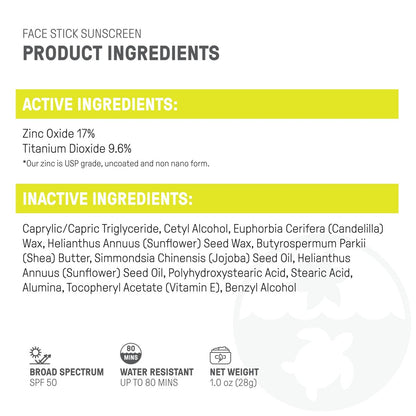 Raw Elements Face Stick SPF 50 - All-Natural Mineral Sunscreen, Reef Safe, Water Resistant, Broad Spectrum UVA/UVB Protection, Travel Size 1 oz Avelisse