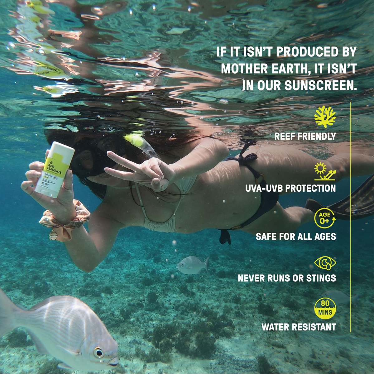 Raw Elements Face Stick SPF 50 - All-Natural Mineral Sunscreen, Reef Safe, Water Resistant, Broad Spectrum UVA/UVB Protection, Travel Size 1 oz Avelisse
