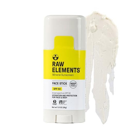 Raw Elements Face Stick SPF 50 - All-Natural Mineral Sunscreen, Reef Safe, Water Resistant, Broad Spectrum UVA/UVB Protection, Travel Size 1 oz Avelisse