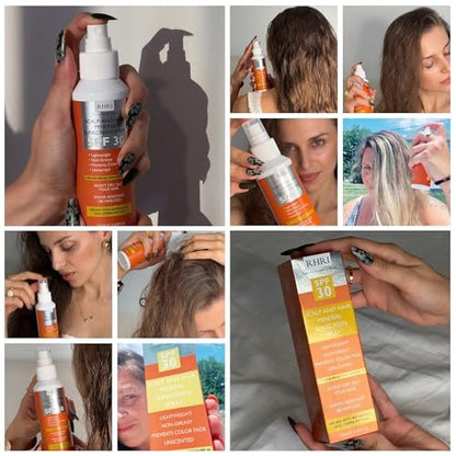 Premium SPF 30 Hair Sunscreen Spray | Heat Protection Spray for Hair | Non-Greasy UV Protection for Hair & Scalp | Helps Prevent Color Fade & Dryness | Heat Protectant for Hair | Beach SunBlock 4 oz Avelisse