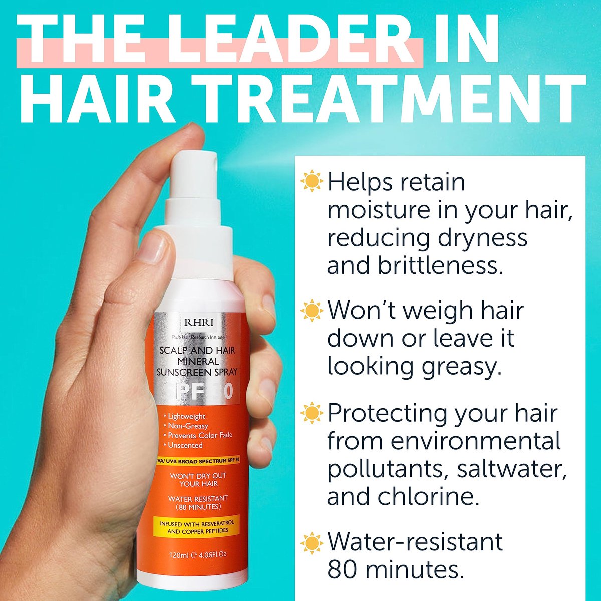 Premium SPF 30 Hair Sunscreen Spray | Heat Protection Spray for Hair | Non-Greasy UV Protection for Hair & Scalp | Helps Prevent Color Fade & Dryness | Heat Protectant for Hair | Beach SunBlock 4 oz Avelisse