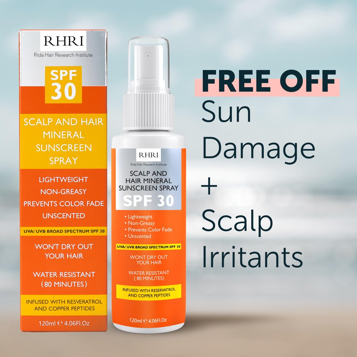 Premium SPF 30 Hair Sunscreen Spray | Heat Protection Spray for Hair | Non-Greasy UV Protection for Hair & Scalp | Helps Prevent Color Fade & Dryness | Heat Protectant for Hair | Beach SunBlock 4 oz Avelisse