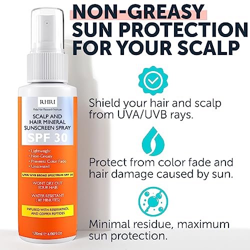 Premium SPF 30 Hair Sunscreen Spray | Heat Protection Spray for Hair | Non-Greasy UV Protection for Hair & Scalp | Helps Prevent Color Fade & Dryness | Heat Protectant for Hair | Beach SunBlock 4 oz Avelisse