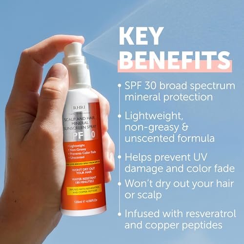 Premium SPF 30 Hair Sunscreen Spray | Heat Protection Spray for Hair | Non-Greasy UV Protection for Hair & Scalp | Helps Prevent Color Fade & Dryness | Heat Protectant for Hair | Beach SunBlock 4 oz Avelisse