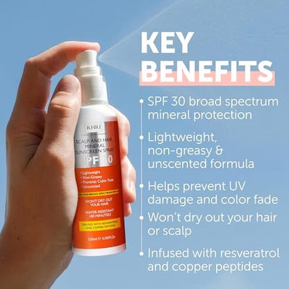Premium SPF 30 Hair Sunscreen Spray | Heat Protection Spray for Hair | Non-Greasy UV Protection for Hair & Scalp | Helps Prevent Color Fade & Dryness | Heat Protectant for Hair | Beach SunBlock 4 oz Avelisse