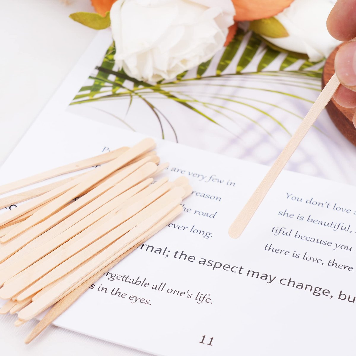 1200-Piece Wood Eyebrow Wax Sticks – Natural Wood Waxing Spatulas for Body Hair, Eyebrow, Lip, Nose & Brow Removal - görsel 7