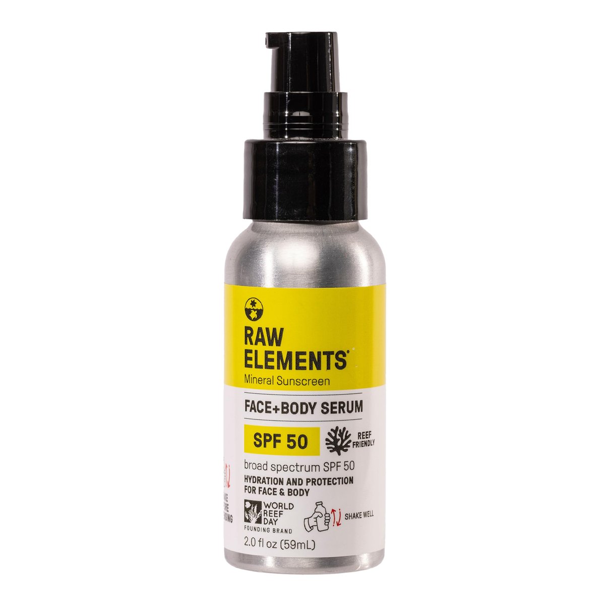 Raw Elements Face + Body Serum SPF 50 All-Natural Mineral Sunscreen - Reef Safe, Water Resistant, Broad Spectrum UVA/UVB Protection, Safe For All Ages, Travel Size 2oz Avelisse