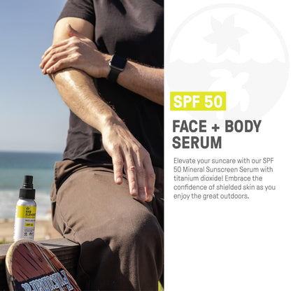 Raw Elements Face + Body Serum SPF 50 All-Natural Mineral Sunscreen - Reef Safe, Water Resistant, Broad Spectrum UVA/UVB Protection, Safe For All Ages, Travel Size 2oz Avelisse