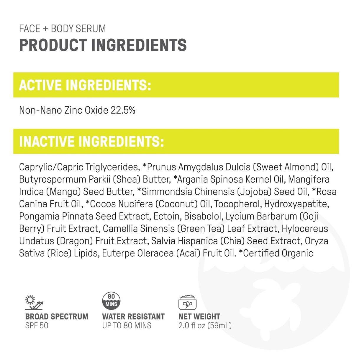 Raw Elements Face + Body Serum SPF 50 All-Natural Mineral Sunscreen - Reef Safe, Water Resistant, Broad Spectrum UVA/UVB Protection, Safe For All Ages, Travel Size 2oz Avelisse