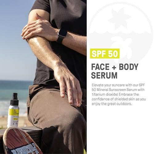 Raw Elements Face + Body Serum SPF 50 All-Natural Mineral Sunscreen - Reef Safe, Water Resistant, Broad Spectrum UVA/UVB Protection, Safe For All Ages, Travel Size 2oz Avelisse