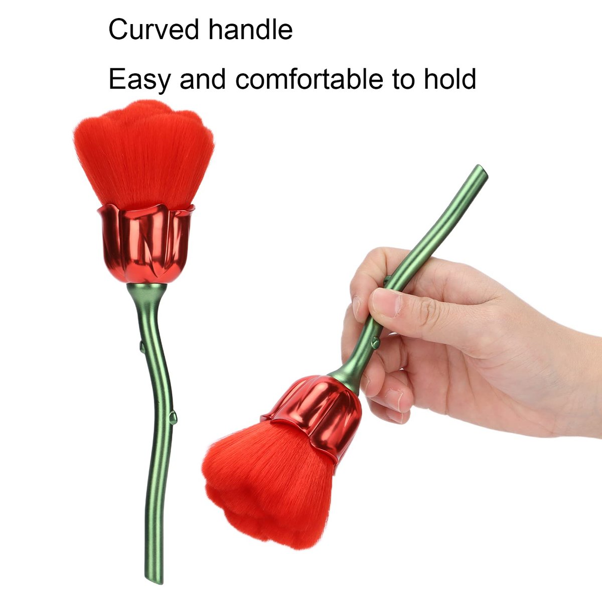 Elegant Rose Nail Dust Brush - Premium Nail Cleaning & Makeup Brush for Home & Salon Use (Red, Size 06) - görsel 3