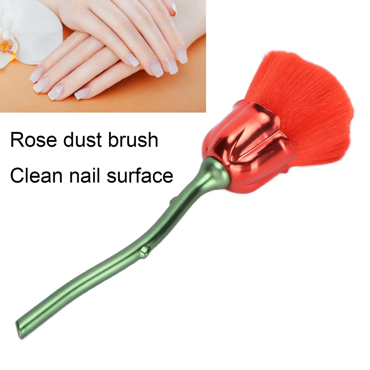 Elegant Rose Nail Dust Brush - Premium Nail Cleaning & Makeup Brush for Home & Salon Use (Red, Size 06) - görsel 5