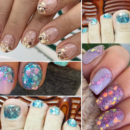 UARUOGP 24 Colors Chameleon Holographic Glitter Nail Art Sequins - 3D Flakes Laser Gradient Shiny Glitters for Manicure DIY