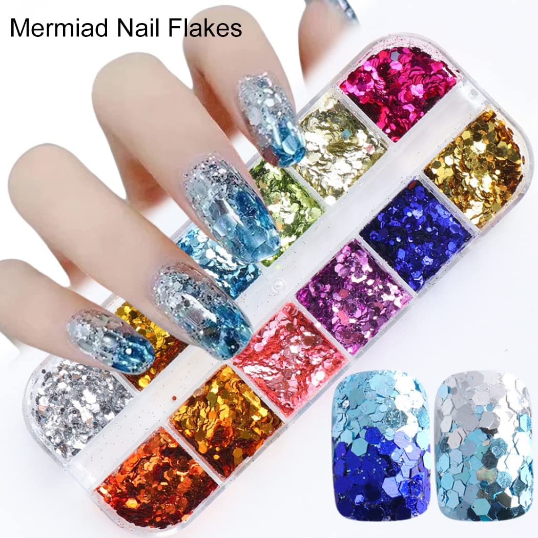 UARUOGP 24 Colors Chameleon Holographic Glitter Nail Art Sequins - 3D Flakes Laser Gradient Shiny Glitters for Manicure DIY - görsel 8