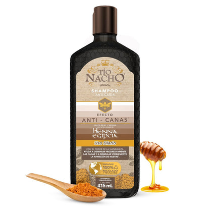 Tio Nacho Anti-Gray Effect Shampoo with Egyptian Henna - Anti-Hair Loss, Reddish-Brown, 14.03 Fl Oz Avelisse