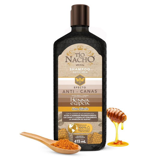 Tio Nacho Anti-Gray Effect Shampoo with Egyptian Henna - Anti-Hair Loss, Reddish-Brown, 14.03 Fl Oz Avelisse