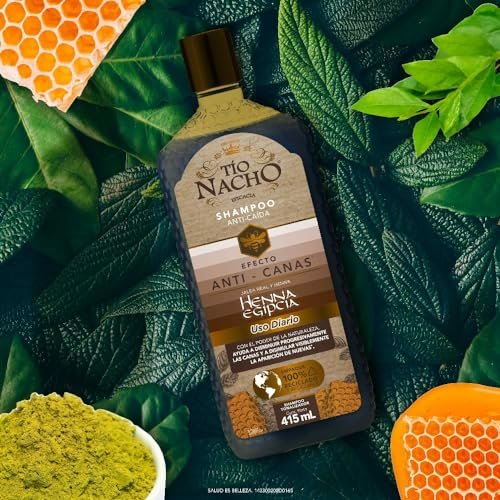 Tio Nacho Anti-Gray Effect Shampoo with Egyptian Henna - Anti-Hair Loss, Reddish-Brown, 14.03 Fl Oz Avelisse