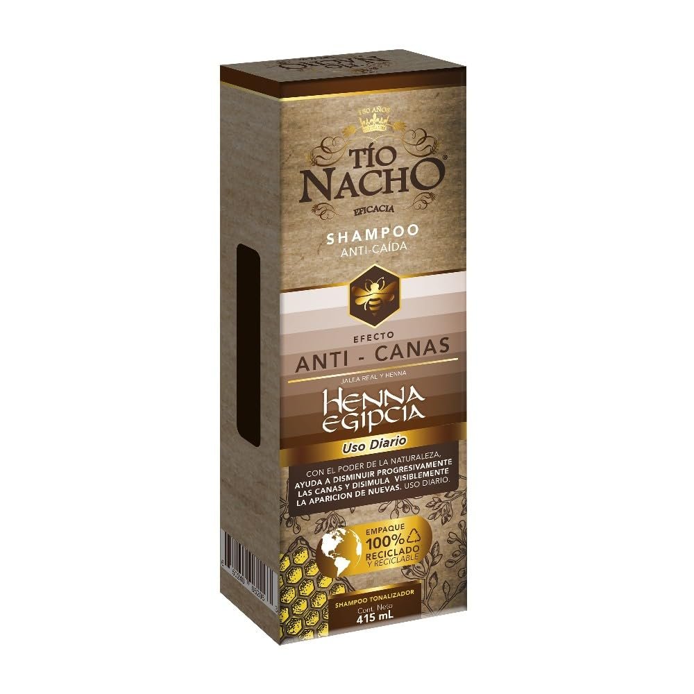 Tio Nacho Anti-Gray Effect Shampoo with Egyptian Henna - Anti-Hair Loss, Reddish-Brown, 14.03 Fl Oz Avelisse