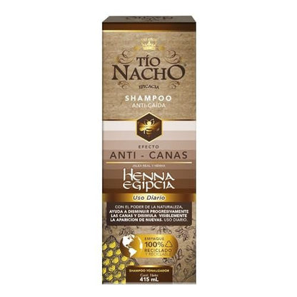 Tio Nacho Anti-Gray Effect Shampoo with Egyptian Henna - Anti-Hair Loss, Reddish-Brown, 14.03 Fl Oz Avelisse