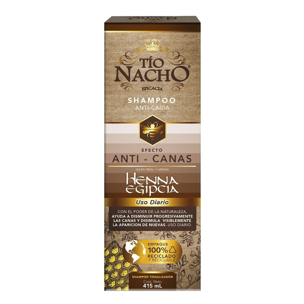 Tio Nacho Anti-Gray Effect Shampoo with Egyptian Henna - Anti-Hair Loss, Reddish-Brown, 14.03 Fl Oz Avelisse