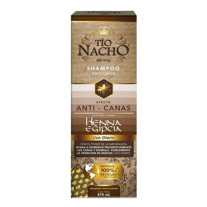 Tio Nacho Anti-Gray Effect Shampoo with Egyptian Henna - Anti-Hair Loss, Reddish-Brown, 14.03 Fl Oz Avelisse