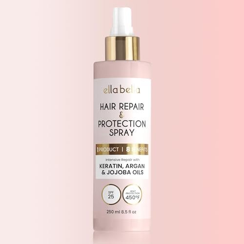 ELLA BELLA® All-in-1 Heat Protectant Spray for Hair – Repair, Protect & Nourish with UV Shield, Argan Oil, Jojoba & Keratin – Cruelty-Free Professional Heat Protection (8.5 Fl Oz) Avelisse