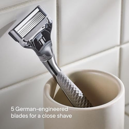 Harry's Original Shaving Kit for Men - Chrome Edition Razor Handle with 3 German Engineered Blade Refills