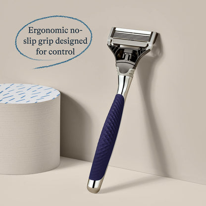 Harry's Original Shaving Kit for Men - Chrome Edition Razor Handle with 3 German Engineered Blade Refills