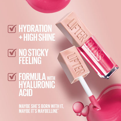 Maybelline New York Lifter Gloss Hydrating Lip Gloss with Hyaluronic Acid, Taffy Sheer Berry