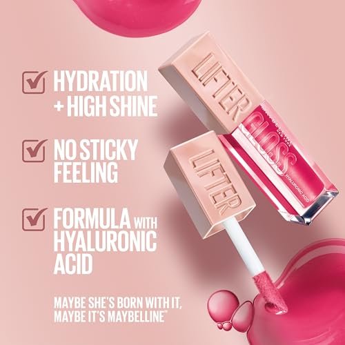 Maybelline New York Lifter Gloss Hydrating Lip Gloss with Hyaluronic Acid, Taffy Sheer Berry - görsel 6