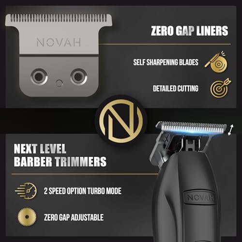 NOVAH Grooming Professional Hair Trimmer for Men – Cordless T Trimmer for Barbers, Matte Black Avelisse