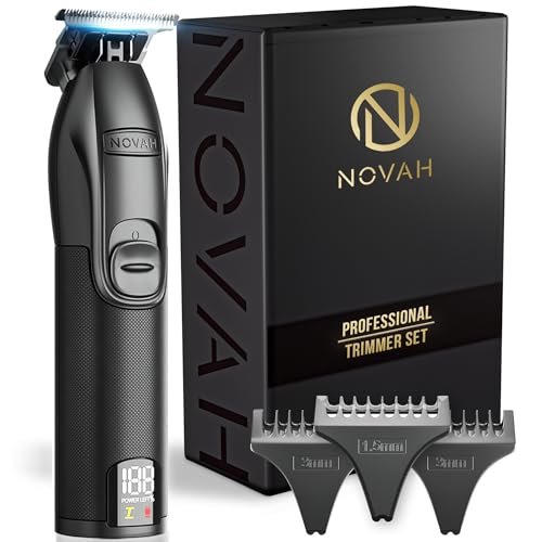 NOVAH Grooming Professional Hair Trimmer for Men – Cordless T Trimmer for Barbers, Matte Black Avelisse